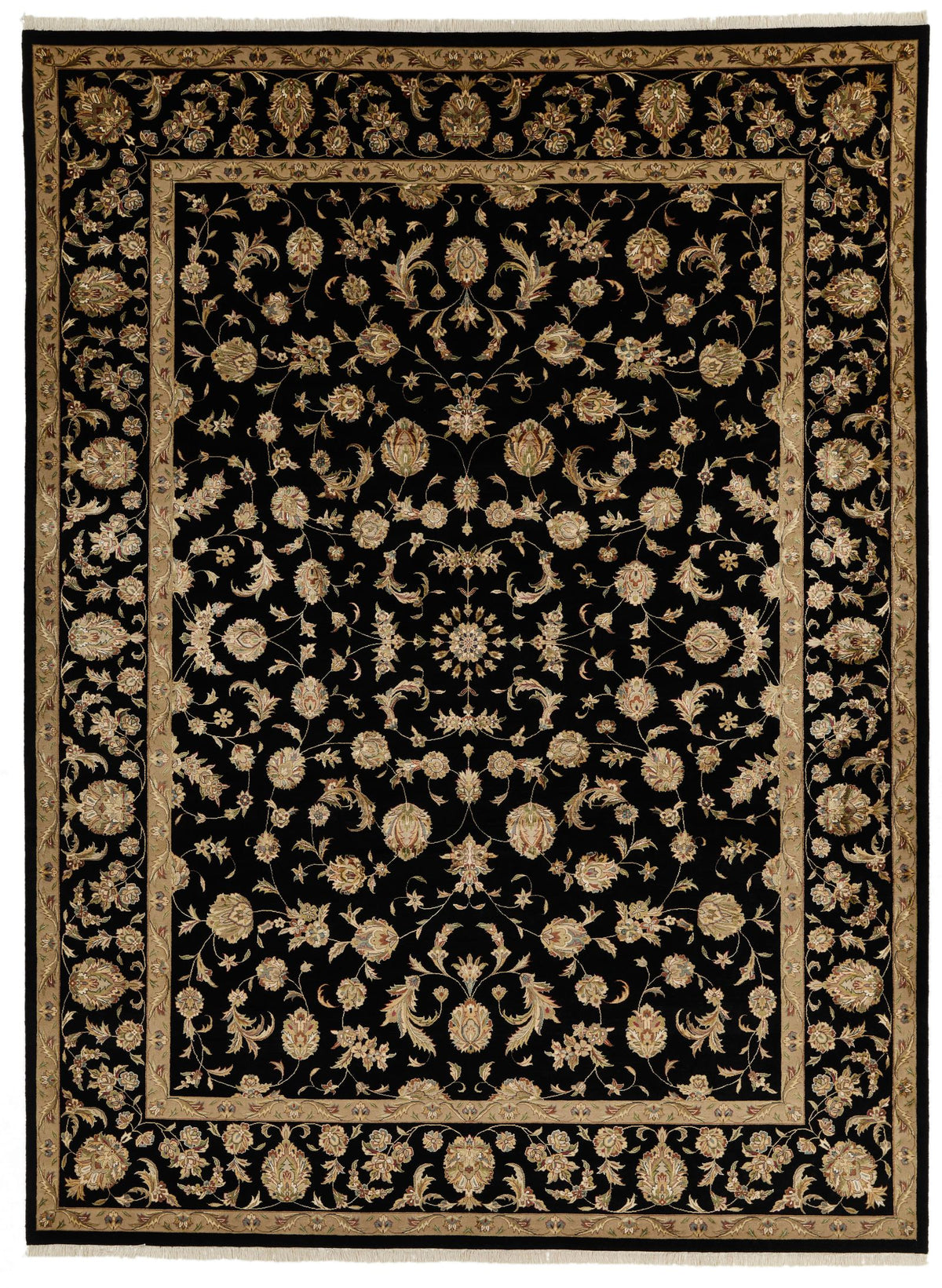 9x12 Black and Black Turkish Silk Rug