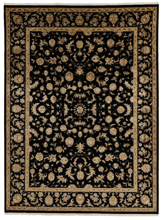 9x12 Black and Black Turkish Silk Rug
