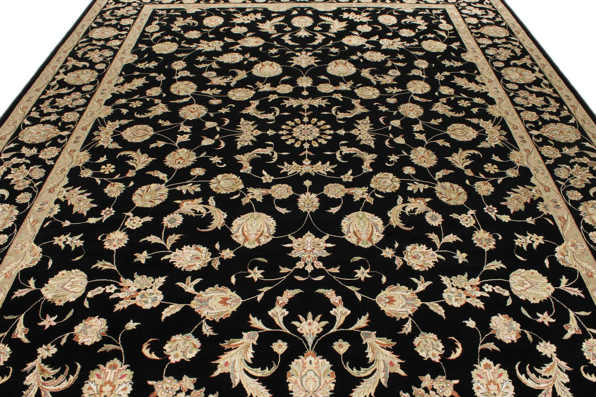 9x12 Black and Black Turkish Silk Rug