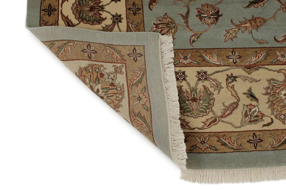 9x12 Light Blue and Ivory Turkish Silk Rug