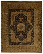 8x10 Black and Gold Turkish Silk Rug