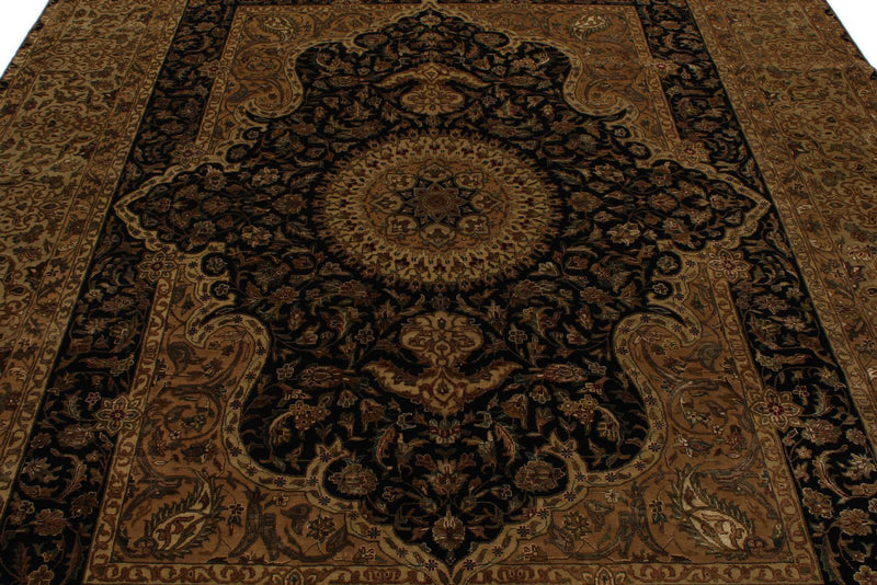 8x10 Black and Gold Turkish Silk Rug