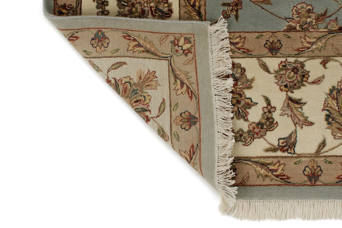 8x10 Light Blue and Ivory Turkish Silk Rug