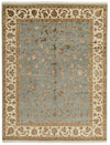8x10 Light Blue and Ivory Turkish Silk Rug