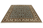 8x10 Light Blue and Ivory Turkish Silk Rug