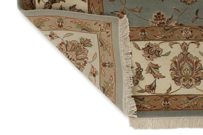 8x10 Light Blue and Ivory Turkish Silk Rug