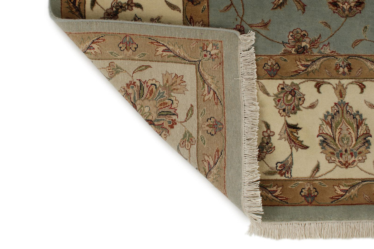 8x10 Light Blue and Ivory Turkish Silk Rug