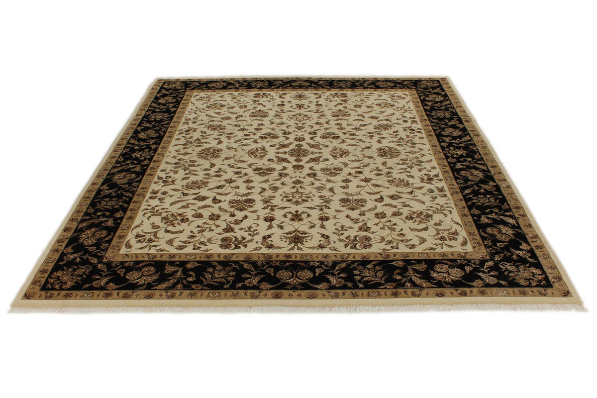 8x10 Black and Ivory Turkish Silk Rug