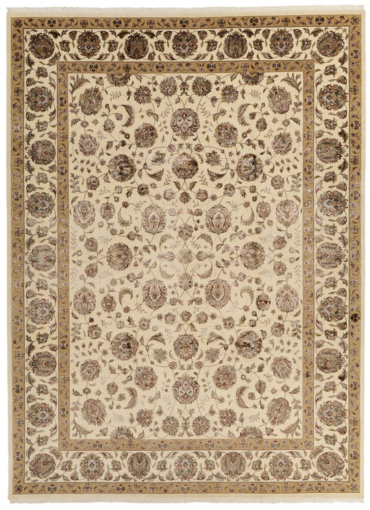 9x12 Ivory and Ivory Turkish Silk Rug