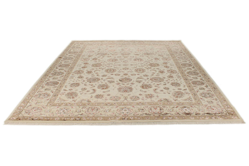 9x12 Ivory and Ivory Turkish Silk Rug