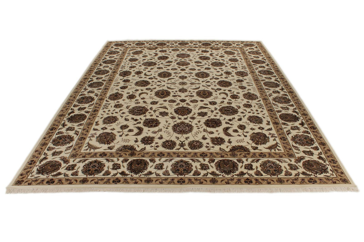 9x12 Ivory and Ivory Turkish Silk Rug