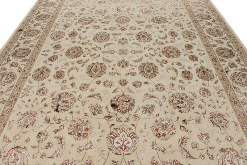 9x12 Ivory and Ivory Turkish Silk Rug