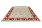 9x12 Ivory and Red Turkish Silk Rug