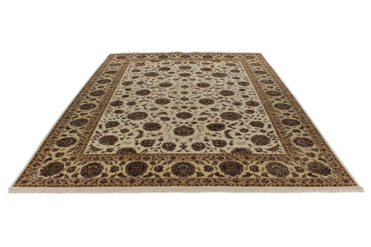 10x14 Ivory and Beige Turkish Silk Rug