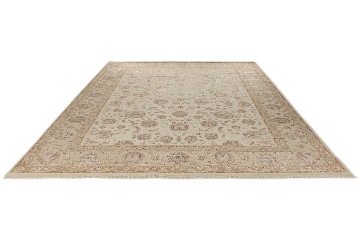 10x14 Ivory and Beige Turkish Silk Rug