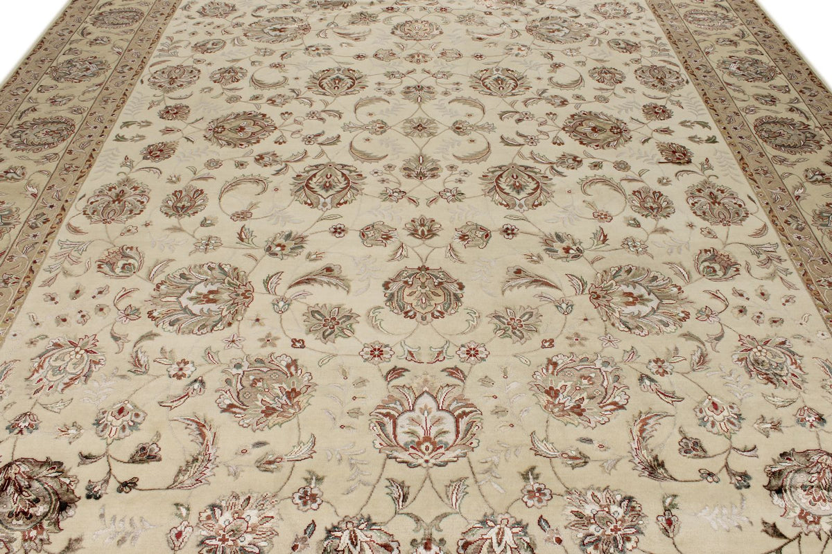 10x14 Ivory and Beige Turkish Silk Rug