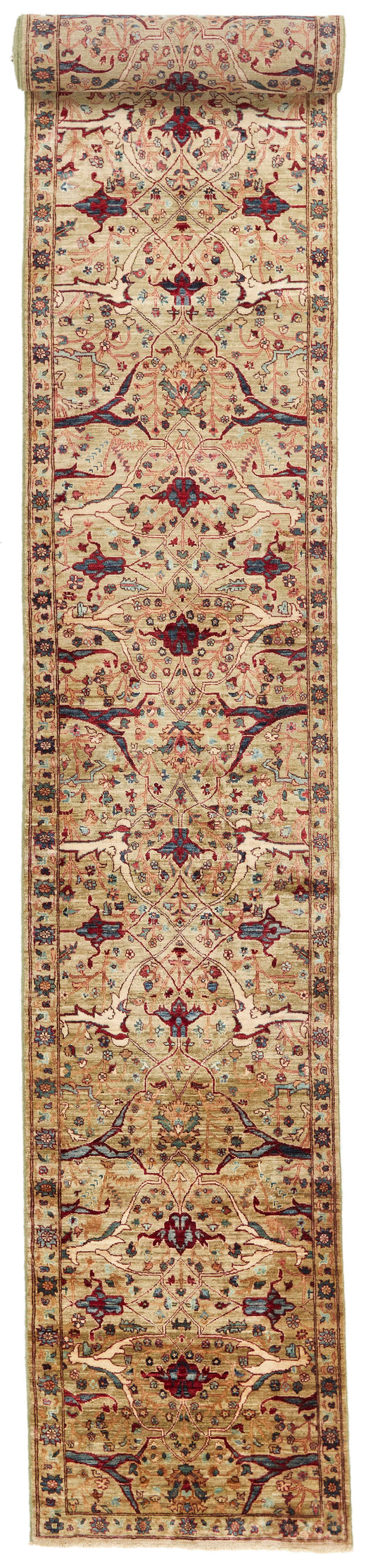 2x25 Light Green and Multicolor Anatolian Traditional Runner