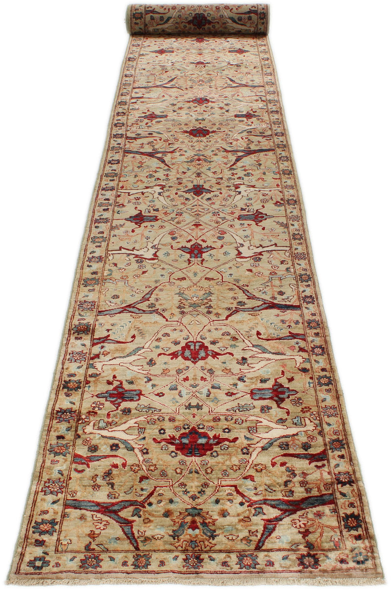 2x25 Light Green and Multicolor Anatolian Traditional Runner