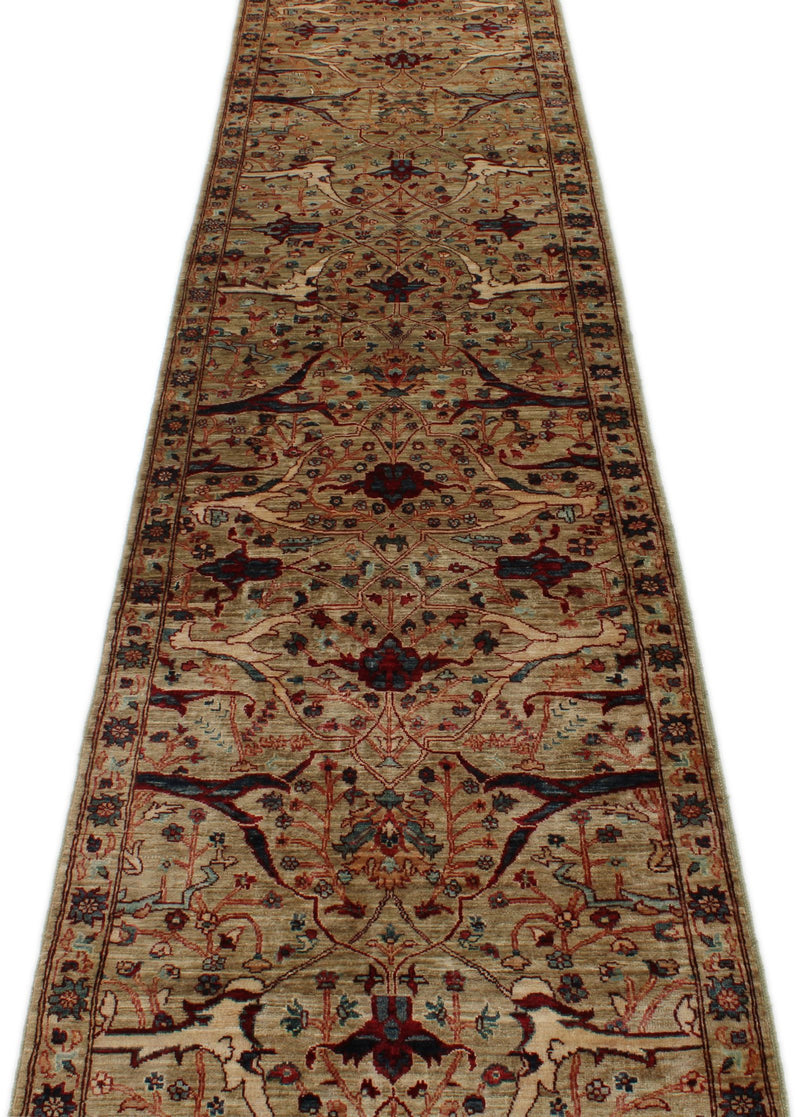 2x25 Light Green and Multicolor Anatolian Traditional Runner