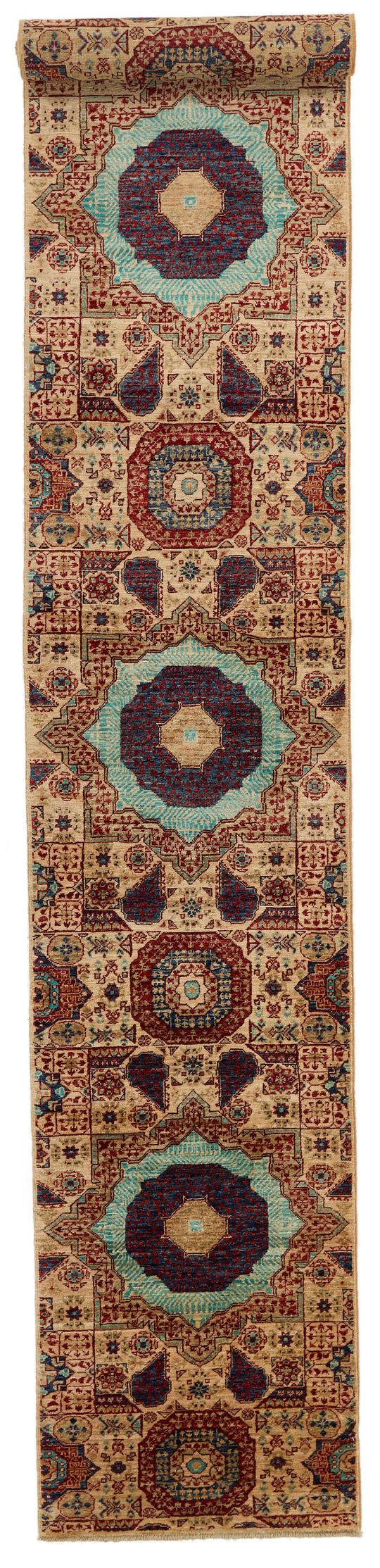 3x18 Light Brown and Multicolor Turkish Tribal Runner
