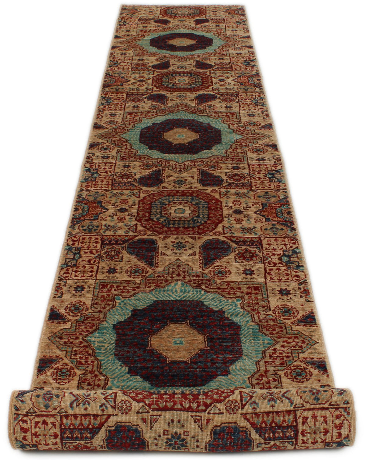 3x18 Light Brown and Multicolor Turkish Tribal Runner