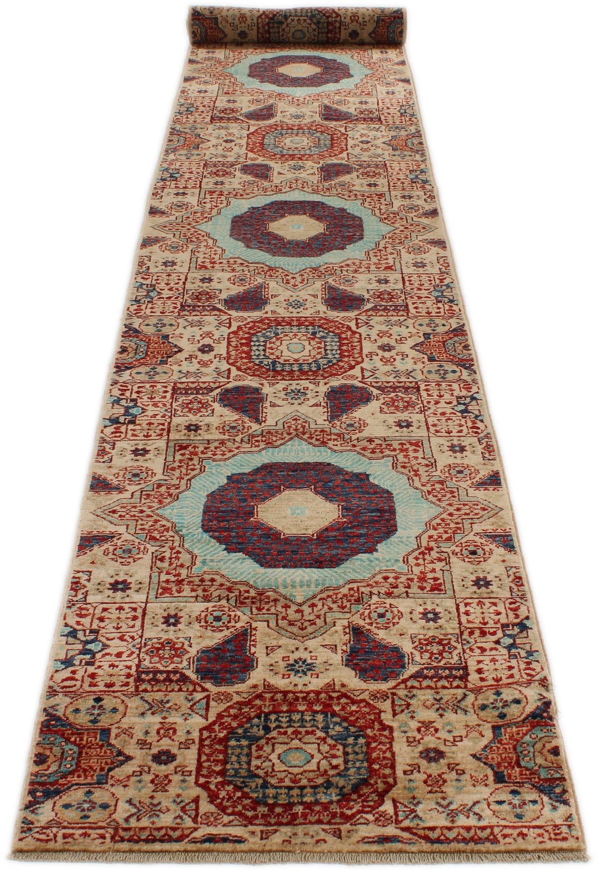 3x18 Light Brown and Multicolor Turkish Tribal Runner