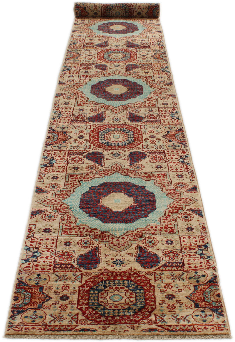 3x18 Light Brown and Multicolor Turkish Tribal Runner