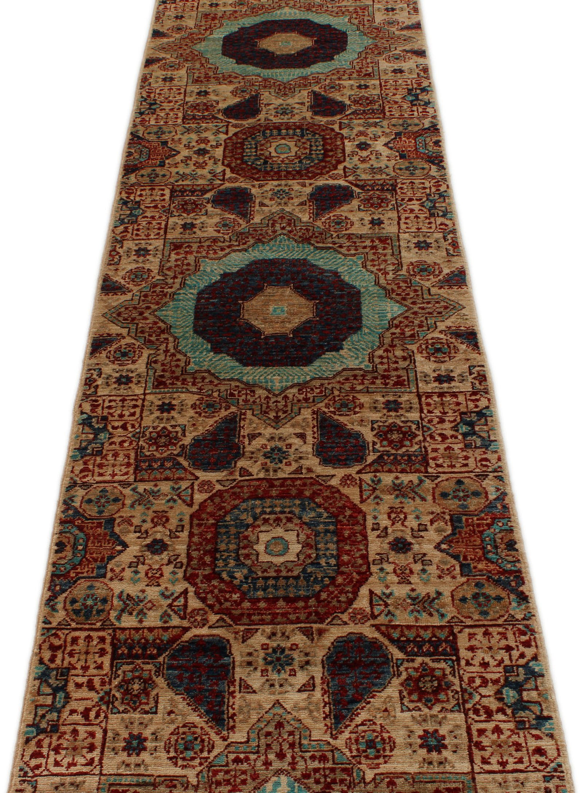 3x18 Light Brown and Multicolor Turkish Tribal Runner