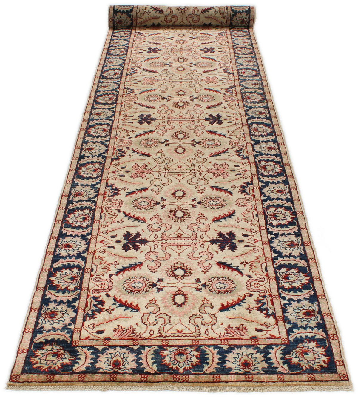 3x17 Ivory and Navy Anatolian Traditional Runner