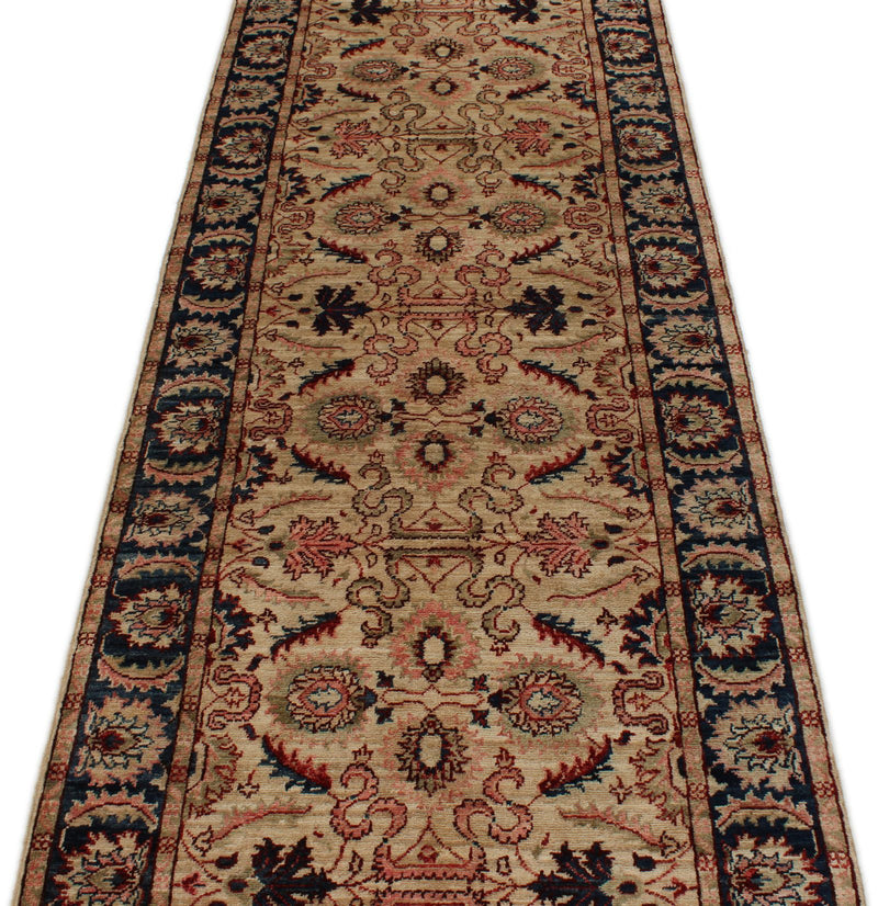 3x17 Ivory and Navy Anatolian Traditional Runner