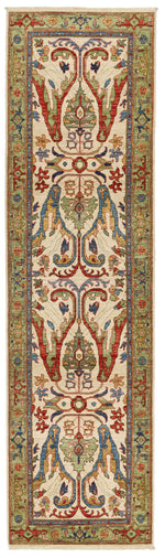 3x10 Ivory and Light Green Anatolian Traditional Runner