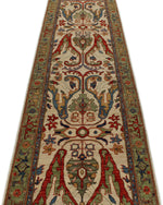 3x10 Ivory and Light Green Anatolian Traditional Runner