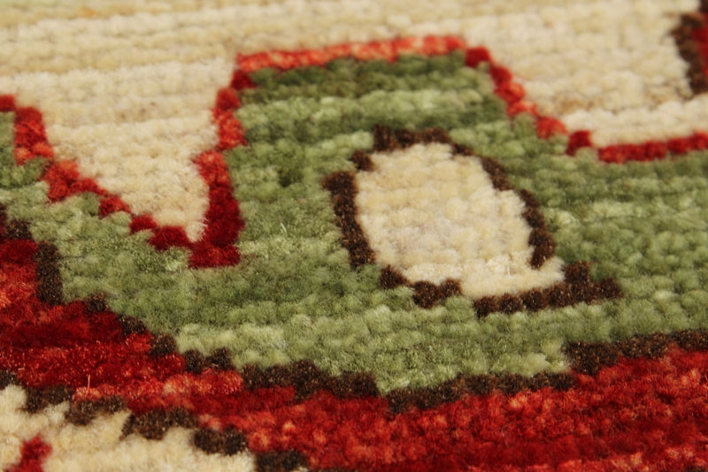 3x10 Ivory and Light Green Anatolian Traditional Runner