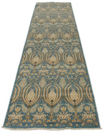 3x12 Blue and Ivory Anatolian Tribal Rug