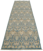 3x12 Blue and Ivory Anatolian Tribal Rug