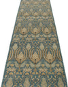 3x12 Blue and Ivory Anatolian Tribal Rug