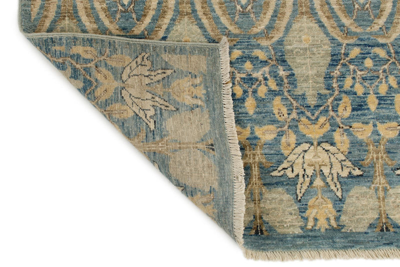 3x12 Blue and Ivory Anatolian Tribal Rug