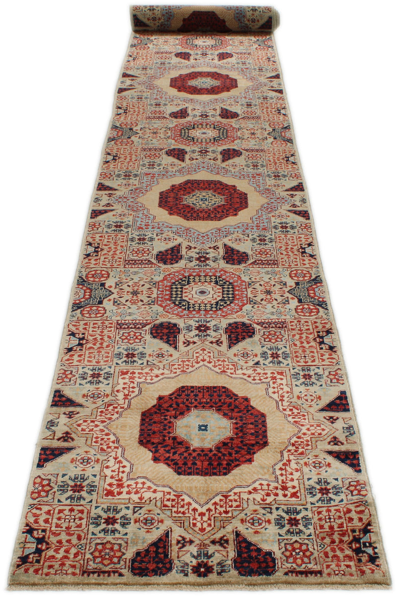 2x18 Green and Multicolor Turkish Tribal Runner