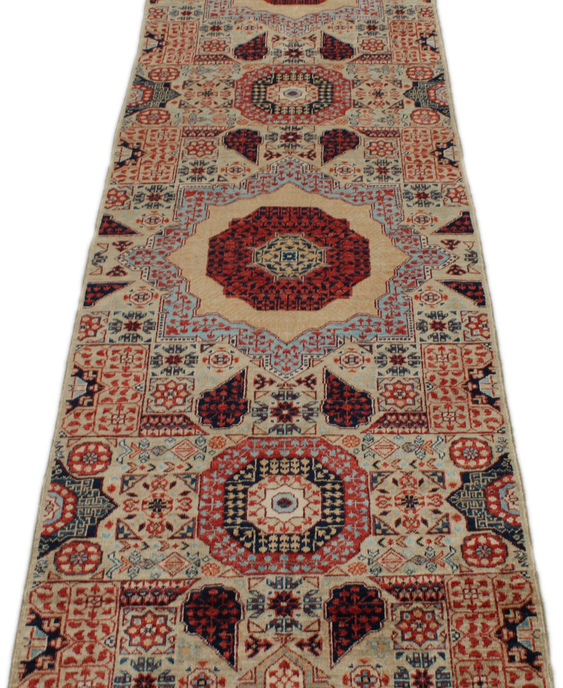 2x18 Green and Multicolor Turkish Tribal Runner