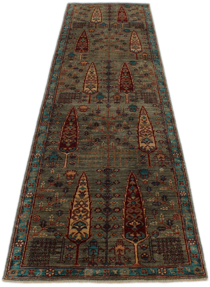 3x10 Gray and Light Blue Anatolian Traditional Runner