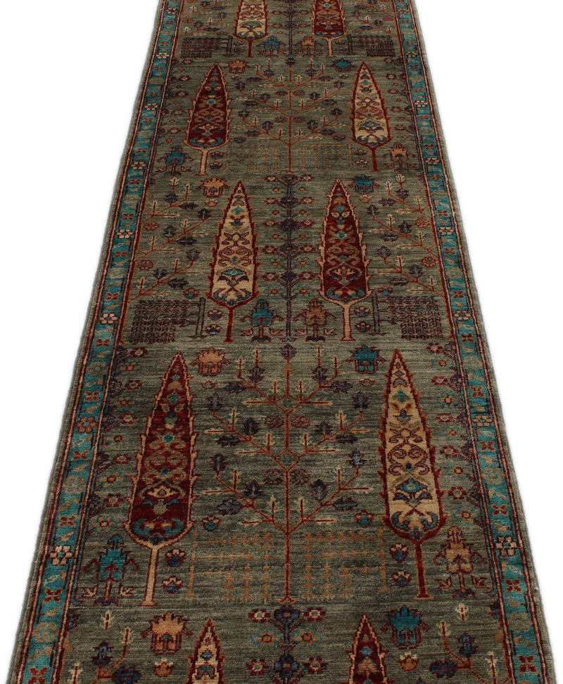 3x10 Gray and Light Blue Anatolian Traditional Runner