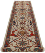 3x14 Ivory and Light Blue Anatolian Traditional Runner