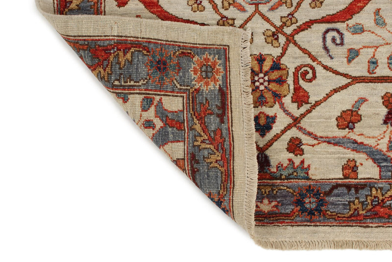 3x14 Ivory and Light Blue Anatolian Traditional Runner