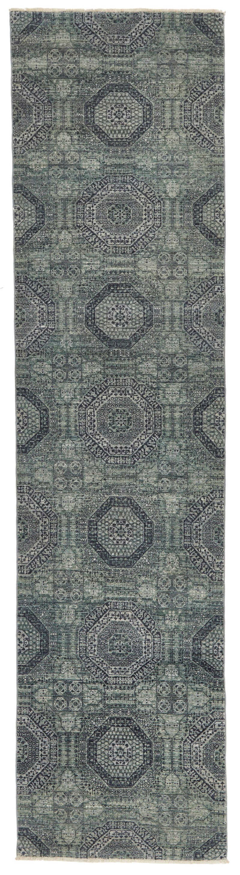 3x11 Gray and  Light Gray Turkish Oushak Runner