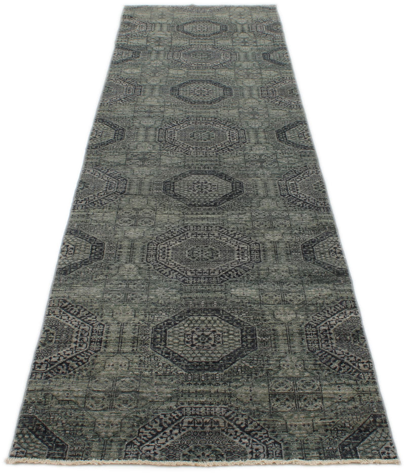 3x11 Gray and  Light Gray Turkish Oushak Runner
