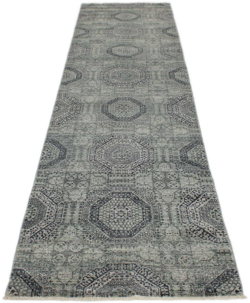 3x11 Gray and  Light Gray Turkish Oushak Runner