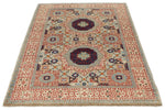 4x6 Multicolor and Ivory Turkish Tribal Rug