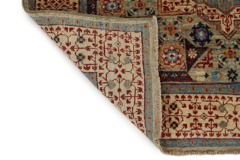 4x6 Multicolor and Ivory Turkish Tribal Rug