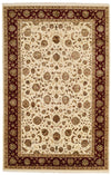 6x9 Ivory and Red Turkish Silk Rug