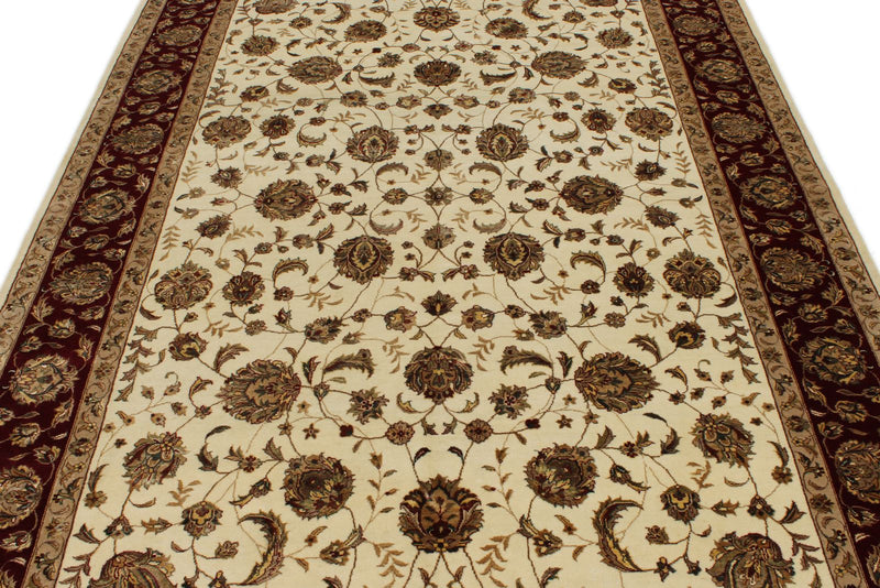 6x9 Ivory and Red Turkish Silk Rug